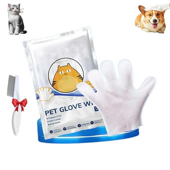 Odor-Removing Pet Grooming Gloves, Odor-Removing Pet Grooming Gloves, Nourishing Waterless Portable Grooming Tool, Refreshing and Water-Free, For Cats and Dogs