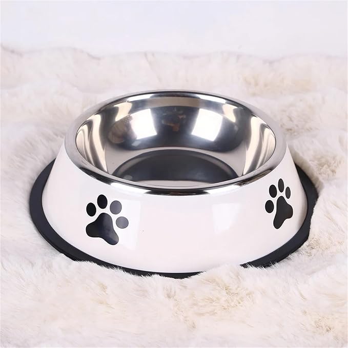 Stainless Steel Pet Bowl Cat Dog Food Bowl Multi-Specification Anti-Fall Food Bowl Food Bowl Feeding Pet Supplies 16 to 22 Cm(Gray,Small)