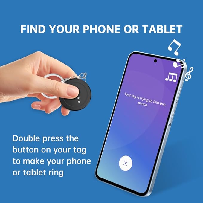 Bluetooth SmartTag Tracker Works with Samsung SmartThings, Smart Tag GPS Locator Tracking Device, Item Finder for Keys, Wallet, Luggage, Reverse Search Phones, 2 Pack, Black (Android 11 or Later)