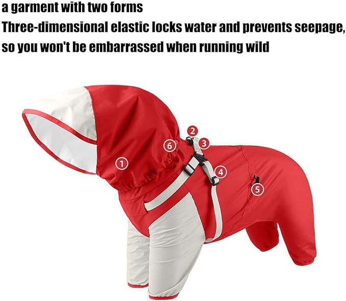 Large Dog Raincoat,Waterproof Poncho with Hood,Breathable Rain Jacket for Medium Dog - for Daily Walking Training Travel Shopping Camping Adventure