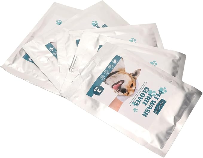 10PCS Pet Grooming Glove Wipes, Soft Comfortable Extra Thick Non Woven Disposable Gloves for Dogs Cats Paws Face Ear Fur and Butt