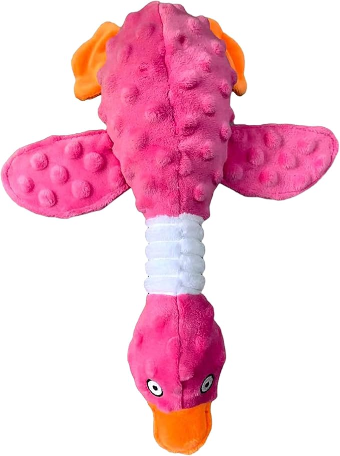 Goose Dog Toy Soft Stuffed Animal Plush Dog Puppy Chew Toys to Keep Them Busy Pet Supplies for Chewers Small Medium and Large Breeds (Rose Red)
