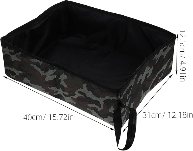 Foldable Portable Cat Litter Box for Travel, Collapsible Camouflage Cat Toilet Tray, Lightweight Leak-Resistant Pet Litter Tray for Outdoor and Car Use