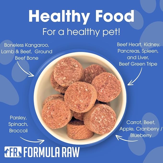 Freeze-Dried Raw Dog Food – High Protein, Grain-Free, No Fillers or Additives, Complete Meal or Mixer, for Healthy Digestion, Joints, and Coat (14 Ounce (Pack of 1), Kangaroo and Lamb)