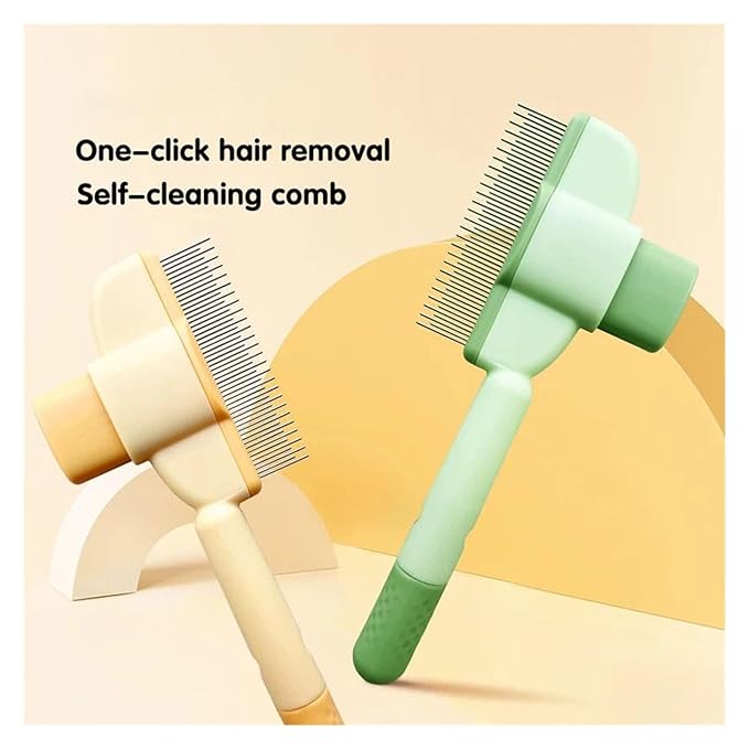 Knotting Comb Pet Hair Remover Self-Cleaning Dog Cleaning Tools Supplies Grooming Fine-toothed(Yellow)