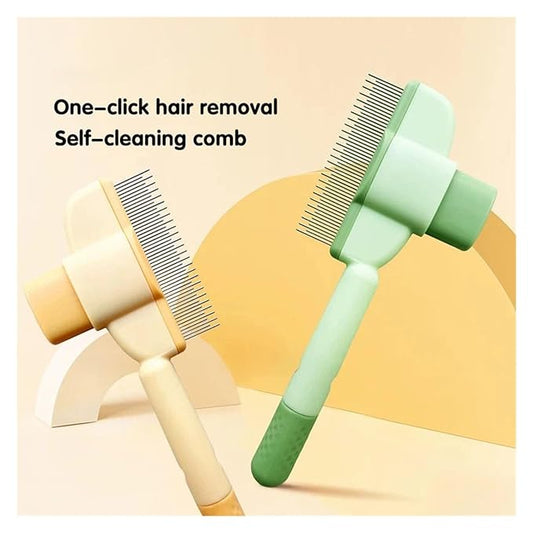 Knotting Comb Pet Hair Remover Self-Cleaning Dog Cleaning Tools Supplies Grooming Fine-toothed(Yellow)