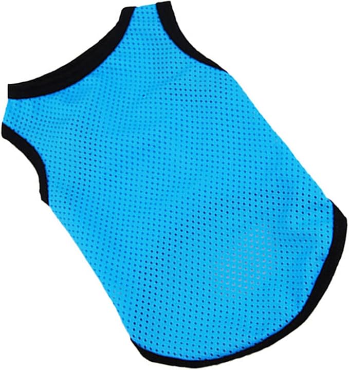 Pet Dog Cooling Vest Breathable Sleeveless Mesh Shirt Blue M Summer Cooling Clothes Puppy Summer Costume Pet Supplies