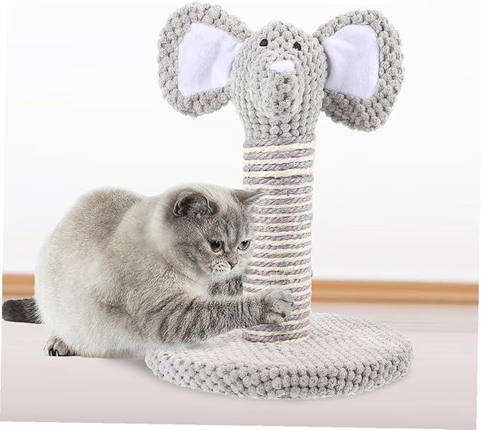 2pcs Small Animal Pattern Sisal Rope Cat Scratching Posts Vertical Wear-Resistant Climbing Poles for Indoor Cats Kittens