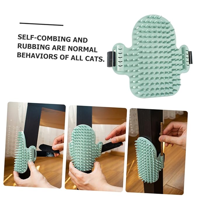 Milisten Cat Corner Self-massaging Grooming Comb Rubber Cat Massage Tool for Pet Supplies Corner Scratch Pad Safe Who Chew Random Binding