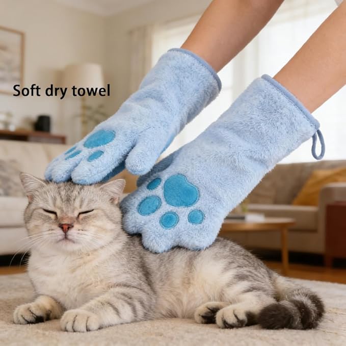 Paw Bathing Towel for Cats Dogs,Makes Paws Washing Easy & Stress-Free,Soft Reusable Pet Grooming Towel,Quick-Dry, Machine Washable Paw Cleaning Mitt for Cats Pets (4pcsC)