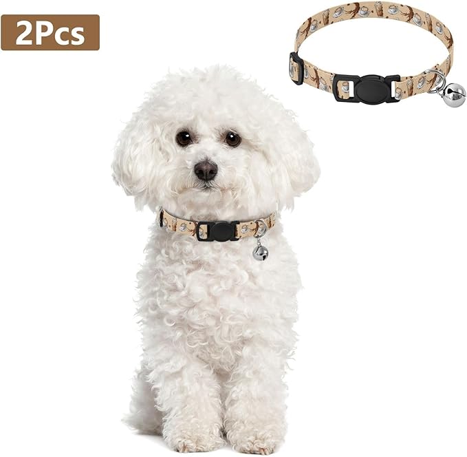 Dog Collar Coffee Drinks Cups Beige Pattern Small Dog Collars Comfortable Puppy Collar Cat Pet Collar for Dogs Cats Pets Supplies 2 Pack