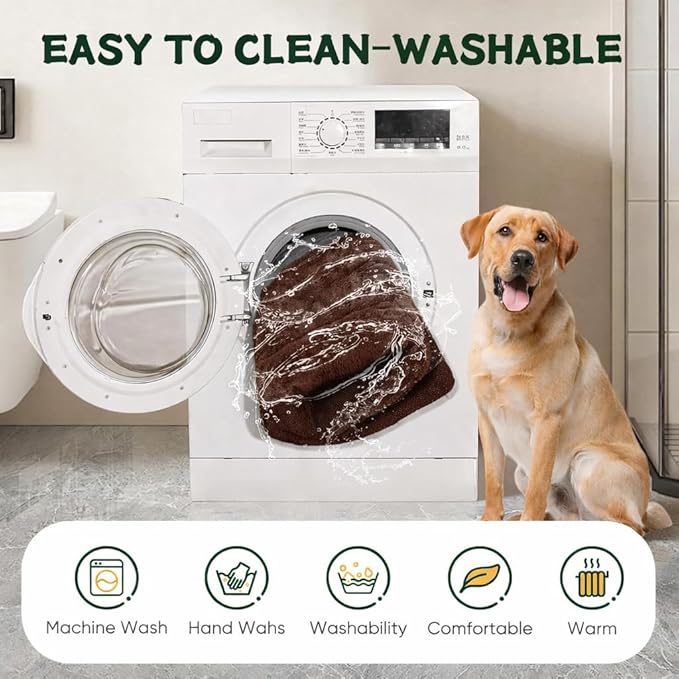 Dog Crate Pad 36 Inch, Washable Plush Crate Mat for Medium Dogs, Non Slip Kennel Pad for Metal Wire Crates, Cushioned Support for Indoor Use, Brown