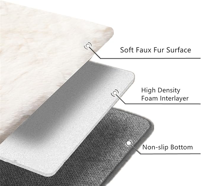 SHENGOCASE Pet Cushion Pad, 15.7 x 23.6 inches, 2-Pack, Faux Fur Dog Cat Kneading Pillow, Washable Crate Mat, Beige