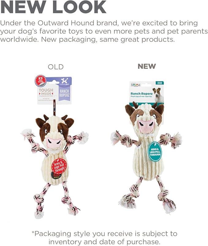 Outward Hound Ranch Roperz Cow Plush Squeaky Dog Toy
