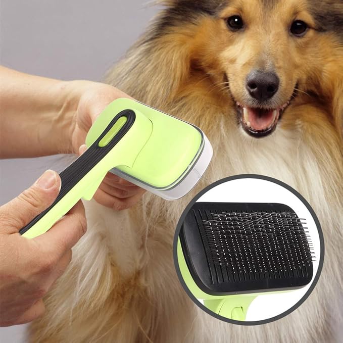 Cat Grooming Comb, Plastic Body, with Ergonomic Handle, One Button Operation for Pet Hair Removal, Suitable for Pet, Dog, Cats