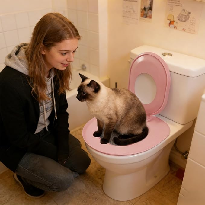 Cat Toilet Training Kit,Removable Potty Seat Tool | Cat Toilet Seat | for Indoor Home Apartment Bathroom Basement Pet Shop