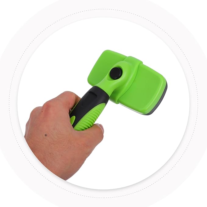 POPETPOP Self-cleaning Dog and Cat Grooming Brush Portable Deshedding Tool for All Types Comfortable Grip and Design for Easy