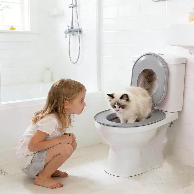 Cat Toilet Training Kit, Removable Urinal Seat, Cat Toilet Seat, for Indoor Home Apartment Bathroom Basement Pet Shop