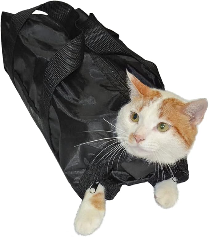 Sosoport Cat Grooming Bag for Nail Clipping Durable Cat Bathing Bag Collar Mesh Flow Easy to Carry Pet Supplies with Muzzle