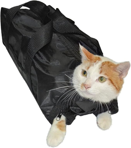 Sosoport Cat Grooming Bag for Nail Clipping Durable Cat Bathing Bag Collar Mesh Flow Easy to Carry Pet Supplies with Muzzle