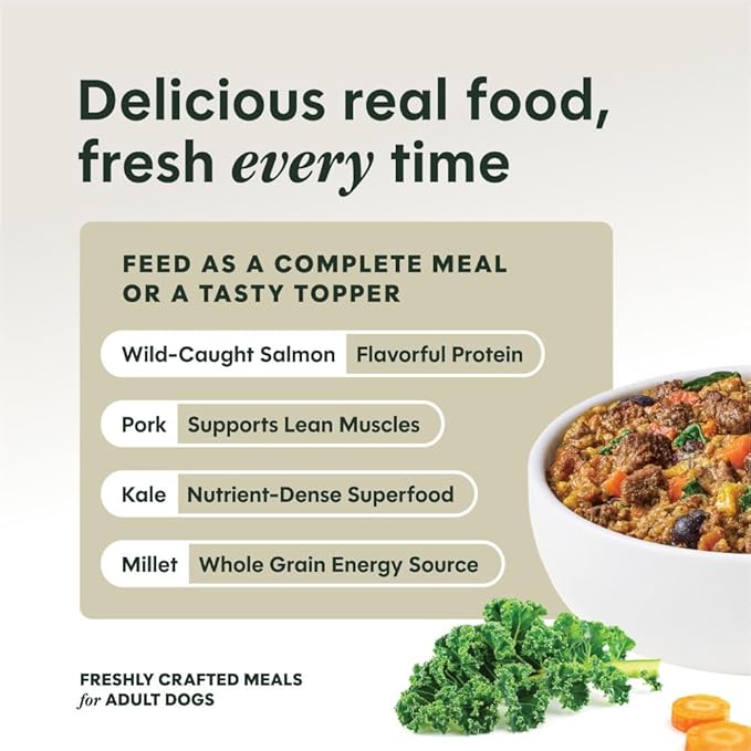 Instinct Freshly Crafted Meals, Dog Wet Food or Topper - Pork & Wild-Caught Salmon, 11 oz. Carton