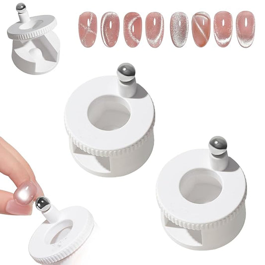 2026 New Rotating Cat Eye Magnet, Automatic Glass Bead Suction of Cat Eye Nail, 360° Rotating Main Body, Uniform Magnetic Force,Beginner Friendly Nail Tool,Creating Wide Cat Eye Effect in 2s (2 White)