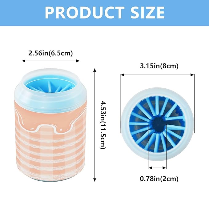 Orange Lolita Lace Plaid Portable Paw Cleaner Cup Silicone Brush Soft Pets Grooming Supplies for Cats Dogs