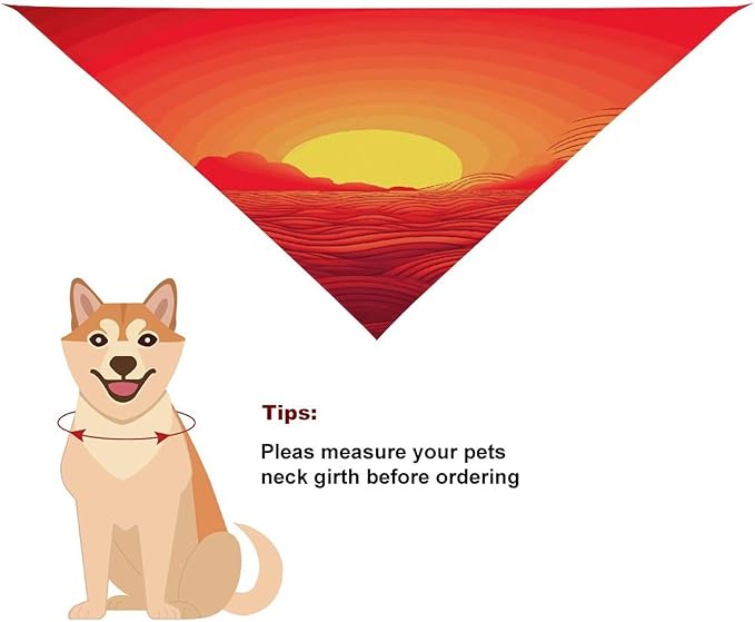 Dog Bandana Spring Pet Scarf Adjustable Triangle Red Sunrise Printing Dog Bib Washable Polyester Puppy Bandana for Small Medium Large Dogs Cat Birthday Party Supplies