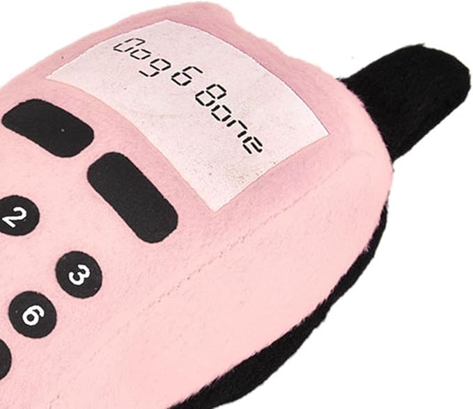 F&Yard Pet Chew Accessory Plush Phone Shape Squeaky Bite Item for Dogs and Cats, Soft Pet Play Supply (Pink)