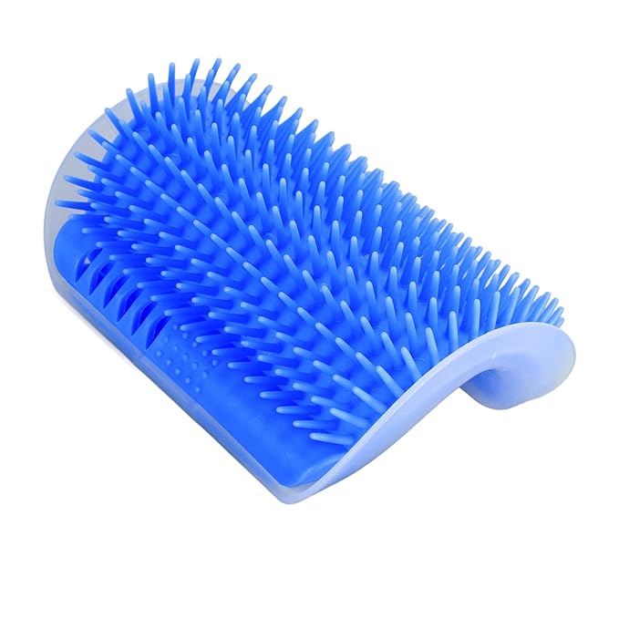 2PCS Self Grooming Cat Brush Interactive Toy Soft Cat Wall Corner Scratcher Massage Combs with Catnip (Blue)