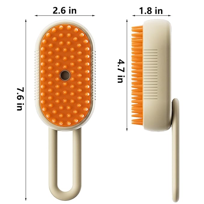 Rechargeable Steamy Brush for Shedding, Pet Grooming and Massage - Removes Tangles, Static, and Flying Hair from Long and Short Fur on Dogs and Cats (White)
