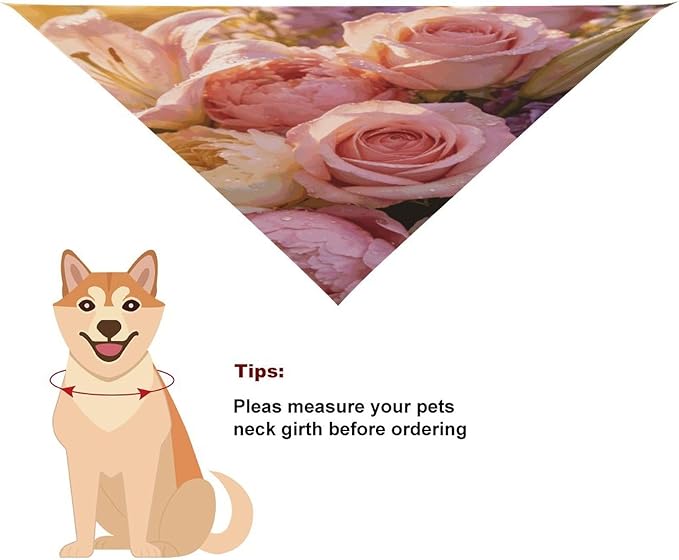 Dog Bandana Spring Pet Scarf Adjustable Triangle Aesthetic Flowers Printing Dog Bib Washable Polyester Puppy Bandana for Small Medium Large Dogs Cat Birthday Party Supplies