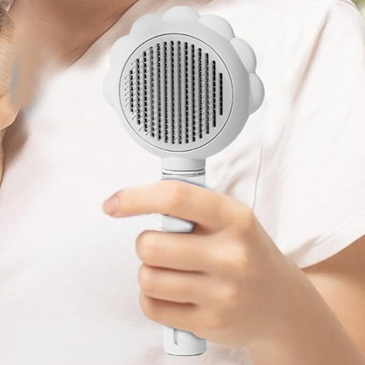 Pet Spray Hair Removal Comb, Dogs and Cats to Remove Tangled and Loose Hair, Self Cleaning Cat Grooming Brush for Massage, Deshedding Dog Brush for Pets Cats Dogs (white)