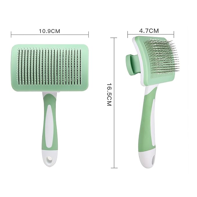 Dog Brush, Self Cleaning Shedding Brush - Skin Friendly Grooming Tool for Dogs, Cats, and Puppies, Deshedding and Hair Removal for Long and Short Haired Pets, Green