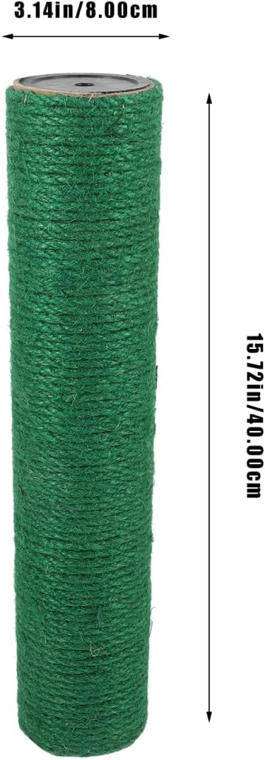 POPETPOP Cat Scratching Post Replacement, Natural Sisal Cat Scratching Pole Cats Claw Scratcher Kitten Tree Refill Pole Parts for Indoor Kittens Tower Green