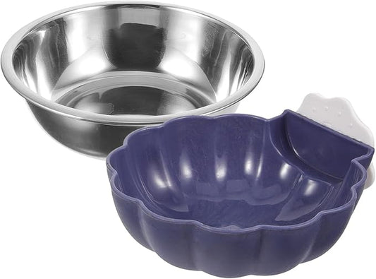 TEHAUX Hanging Pumpkin Pet Bowl Small Blue, Detachable Stainless Steel Dog and Cat Feeding Water Bowl for Crate and Cage Puppy Supplies