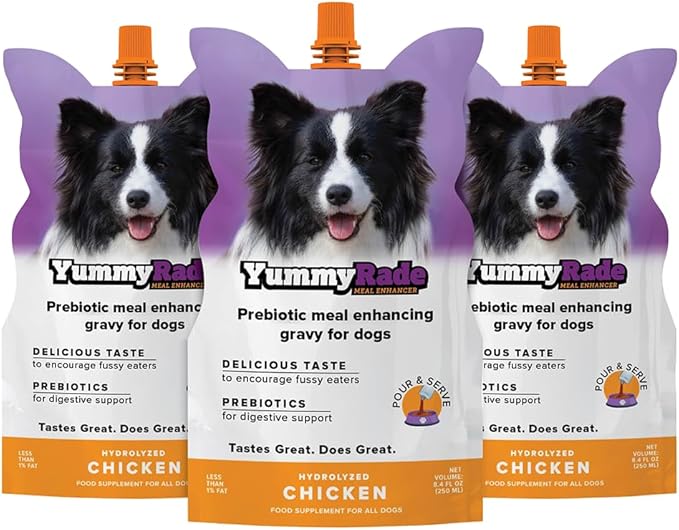 YummyRade – Pet Meal Topper for Dry Dog Food | Healthier Gravy Meal Enhancer & Tasty Low Calorie | Grain Free, Chicken Flavored | Flavor-Boosting Gravy Topper Pets Love! | (250ml x 3)