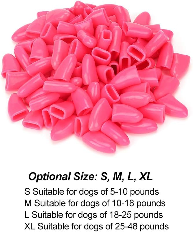 Zerodis Dog Daily Supplies Soft PVC Claw Protectors for Furniture Scratch Prevention with Adhesive Glue Applicator for Small Medium Large Dogs 100Pcs Dog Nail Caps Pet Nail Grooming (L)