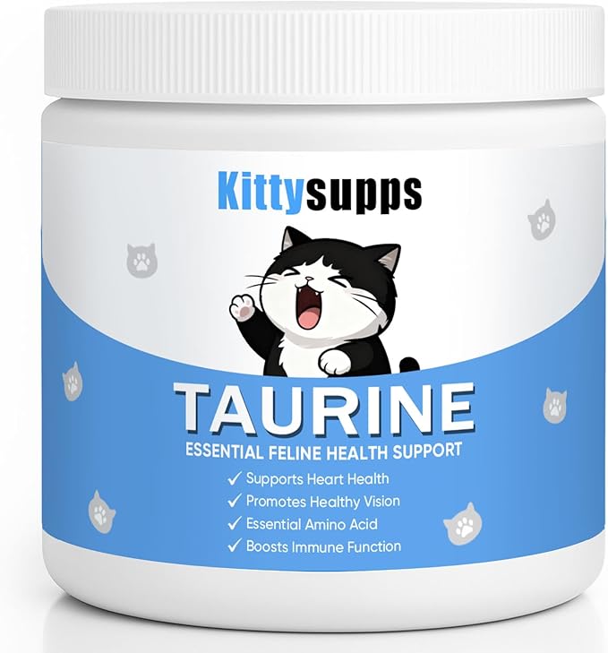 Kittysupps Taurine Supplement for Cats, Kitty Supps Taurine - PureTaurine, Immune Support, Boost Energy & Vitality, Skin & Coat Health, Mix in Food, Water-Soluble,with Dosing Spoon, 200g