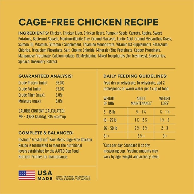 Instinct FreshDried Bites, Natural Freeze-Dried Dog Food, Grain Free - Cage-Free Chicken, 45 oz. Bag
