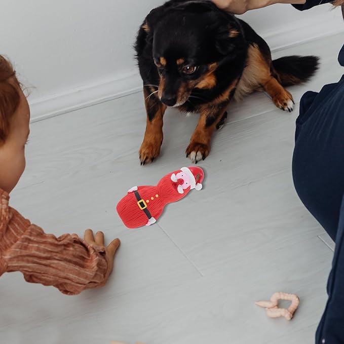 Uonlytech Christmas Latex Squeaky Dog Interactive Chewing Red Santa Snowman for Puppies and Dogs Holiday Play Pet Supplies