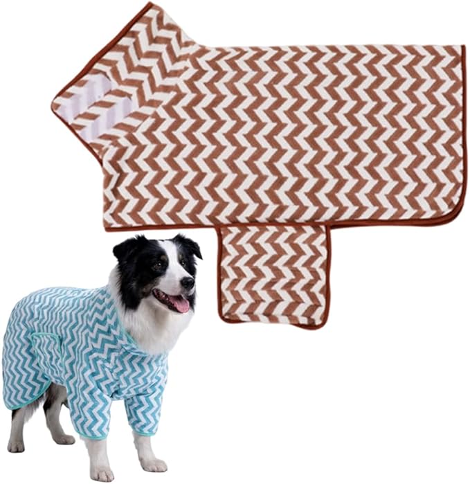 Dog Bathrobe, Super Absorbent Microfiber Drying Coat for After Bath, Warm Keeping Dogs Towel, Soft Pet Towel Robe for XS-XL Dogs, Dogs Bath Supplies (Coffe, XL)