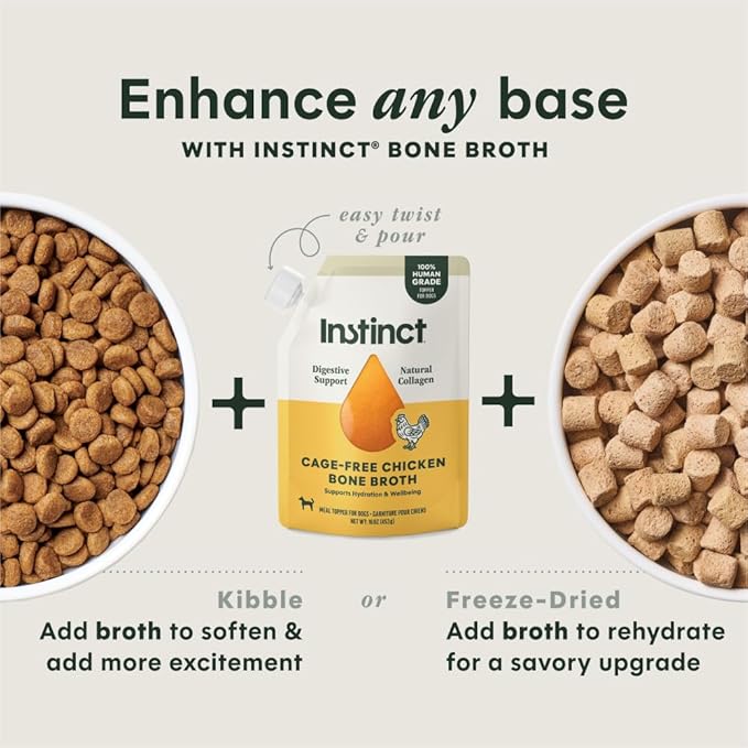 Instinct Bone Broth, Meal Topper for Dogs - Cage-Free Chicken, 16 oz. Pouch