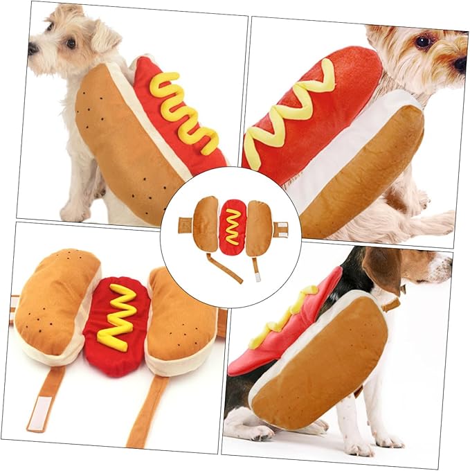HOMSFOU Cute Pet Costume Hamburger Shape Dog Cat Clothing M Size Christmas Pet Supplies Unique Festival Outfit