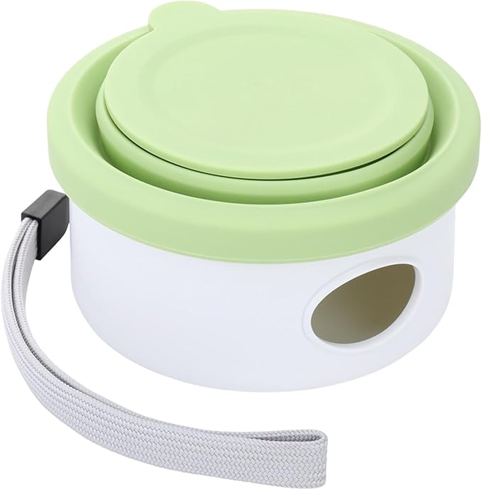 Portable Pet Travel Bowl - 12oz Foldable Silicone Dog Dish for Easy Feeding, Lightweight Space Saving Build with Attached Poop Bag Dispenser, Durable Pet Food Water Container for Walking Hiking