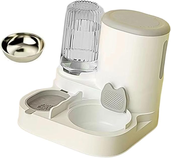 Automatic Dog Feeder and Water Dispenser Dog Bowl Household Portable Automatic Pet Feeder Food Feed for Small Dogs Kitten, Grey