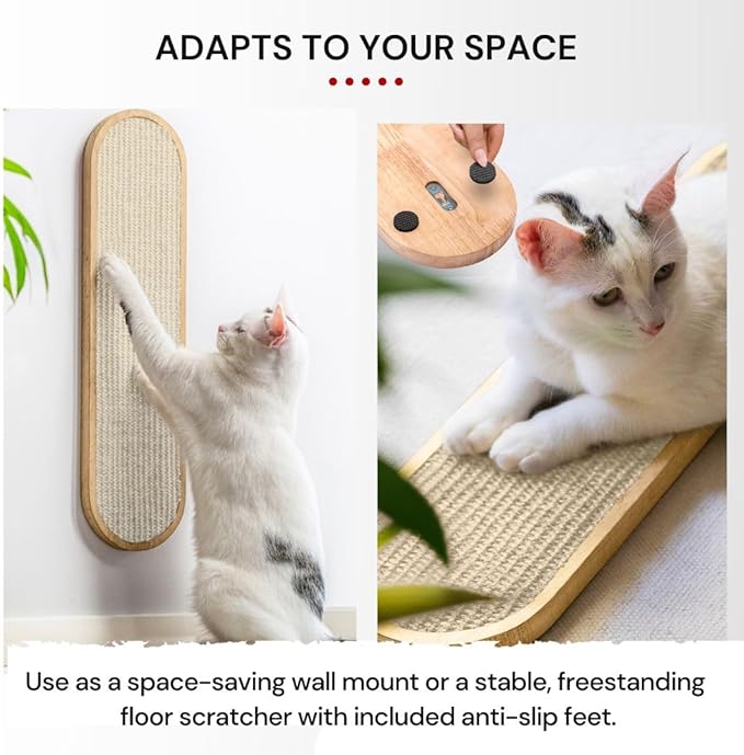 7 Ruby Road Wall Mounted Cat Scratcher - Indoor Vertical Scratching Board for Cats - Scratch Pad Post - Wall Furniture (Cream)