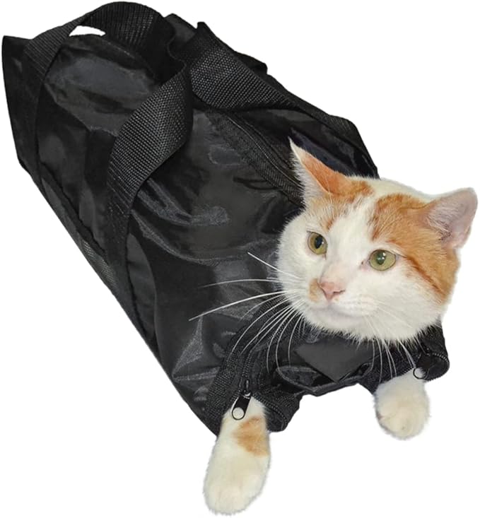 Cat Grooming Bag Mesh Side and Collar Easy Nail Clipping for Cats Pet Supplies