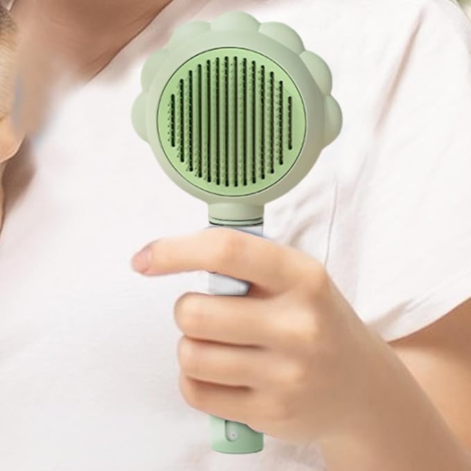 Pet Spray Hair Removal Comb, Dogs and Cats to Remove Tangled and Loose Hair, Self Cleaning Cat Grooming Brush for Massage, Deshedding Dog Brush for Pets Cats Dogs (Green)