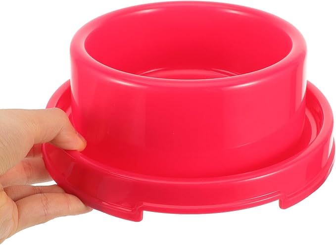 Toyvian Dog Food Holder and Water Bowl, Red Pp Plastic Pet Bowl with Design, Sturdy Single Round Feeding Dish for Puppies and Dogs, Practical Pet Supply for Home Use
